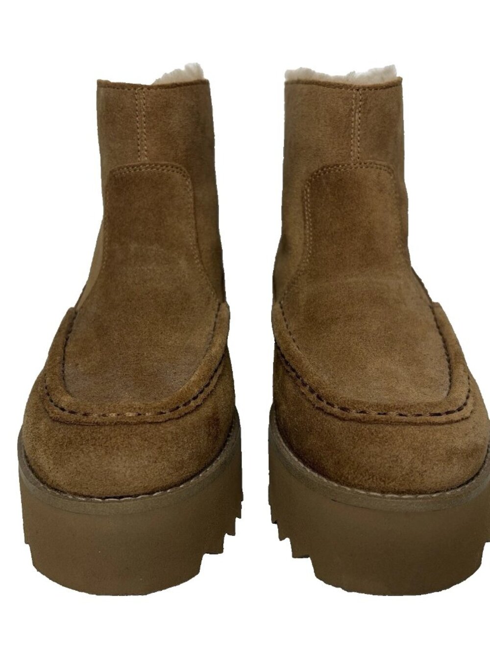 UGG Classic Rising Heel Boot Size 8 Chestnut Suede Platform Back Zip 1122514